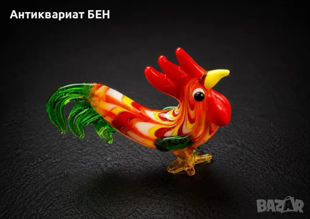 РЪЧНО ИЗРАБОТЕНА СТЪКЛЕНА ФИГУРКА – ПЕТЕЛ, снимка 3 - Декорация за дома - 55666081
