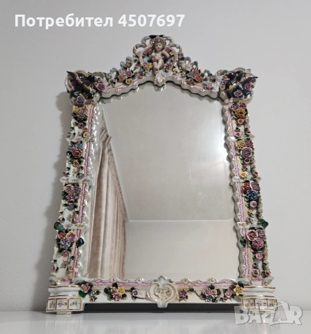 Огромно огледало от  порцелан., снимка 3 - Антикварни и старинни предмети - 54322958