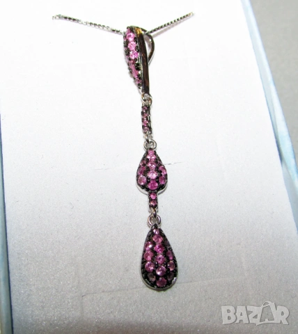 925 сребърно колие с брилянти рубин, подходящо за подарък