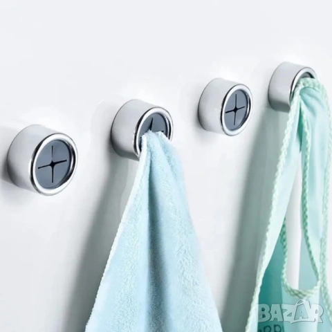 Самозалепващи кръгли закачалки за кърпи, 2 броя