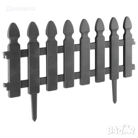 Градинска декоративна ограда, 4 части, 49x21 см, UV устойчива пластмаса, сива, снимка 9 - Декорация за дома - 54779619