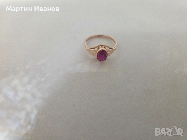 Златен руски пръстен с рубин 2, снимка 4 - Пръстени - 54838168