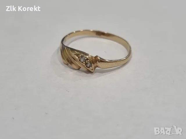 Дамски златен пръстен с ковани камъни, снимка 5 - Пръстени - 55492854