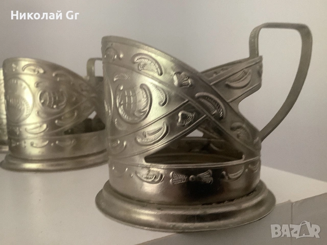 Подставка за чаши  изработени от никелово сребро 1970 години вСССР отличен състояние, снимка 3 - Декорация за дома - 55118540