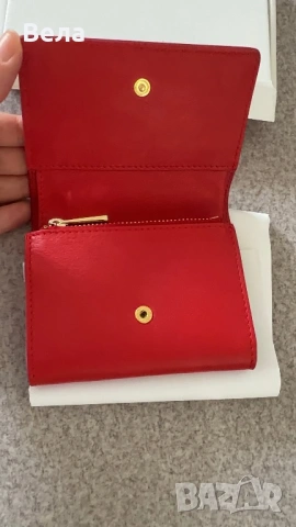 Червено портмоне Furla естествена кожа, снимка 2 - Портфейли, портмонета - 54777148