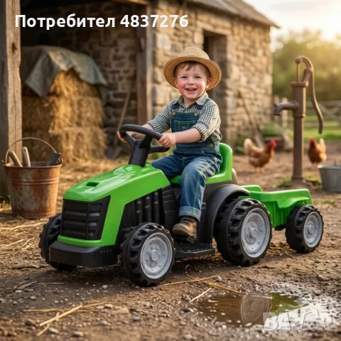 Детски Акумулаторен трактор с ремарке, снимка 2 - Електрически играчки - 55363180