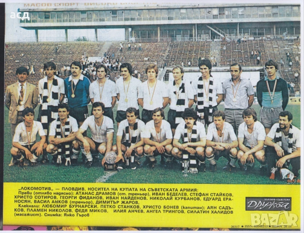 Списание Българо - съветска дружба , Локомотив Пловдив 1983 носител на КСА 