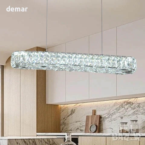 Кристален LED пендел 25W 6500K, висящ полилей за кухня, трапезария и хол, снимка 6 - Лед осветление - 54910012