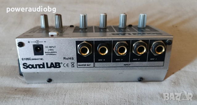 Смесителен пулт с ефект Sound Lab - 4 Channel Mono Microphone Mixer with Effects, снимка 3 - Ресийвъри, усилватели, смесителни пултове - 54983396