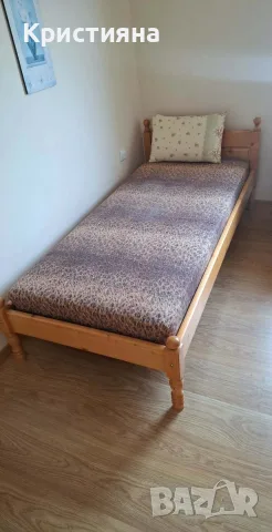 Дървено единично легло + матрак