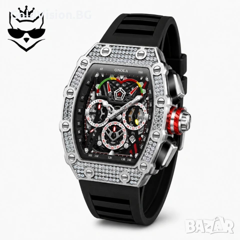 ONOLA 6827D – Black Silver – луксозен мъжки механичен часовник