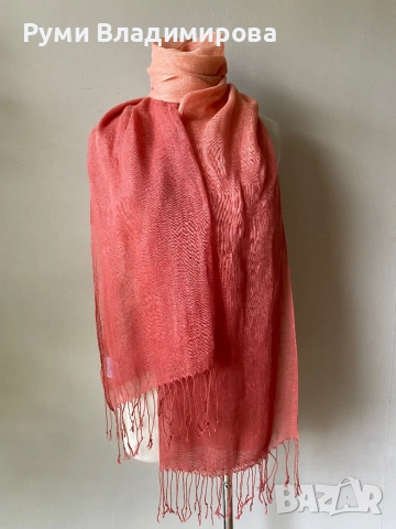 Оранжев шал от кашмир/ различни видове, снимка 9 - Шалове - 47002157