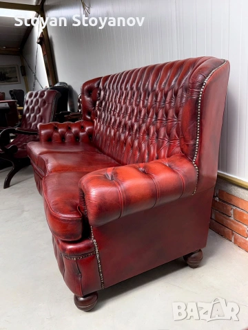 Chesterfield/Честърфилд Класически кожен диван – Бордо, снимка 12 - Дивани и мека мебел - 55281594