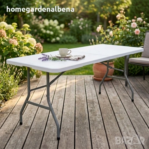 Сгъваема градинска маса 180 см бяла | Къмпинг, пикник | Home&Garden , снимка 5 - Градински мебели, декорация  - 54498190