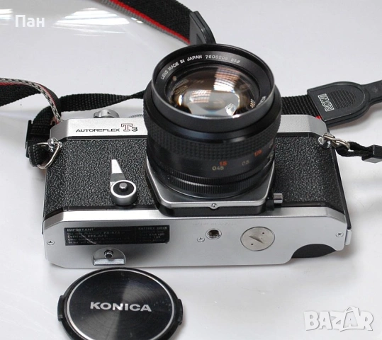 Фотоапарат Konica T3 + обектив Hexanon AR 50/1.4, снимка 2 - Фотоапарати - 54267188
