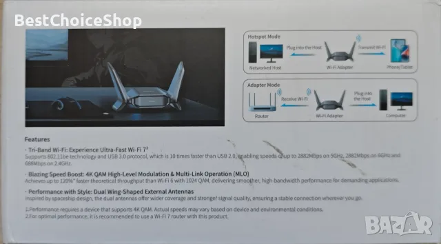 UGREEN BE6500 WiFi 7 Dongle адаптер за настолен компютър 5GHz/2.4GHz/6GHz Tri-Band само Windows10/11, снимка 9 - Рутери - 55426131