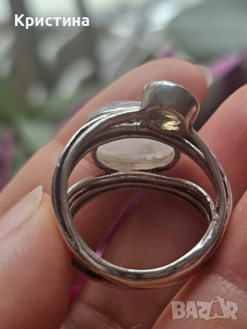 Сребърен пръстен с Цитрин и Лунен камък, снимка 5 - Пръстени - 54015838