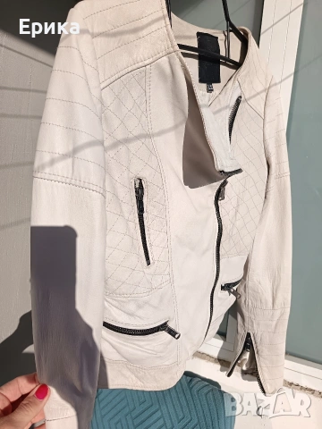 Бяло кожено яке естествена кожа 