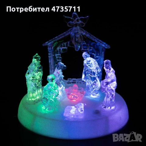 Коледна LED осветена акрилна скулптура на Рождество Христово, снимка 2 - Декорация за дома - 54089201