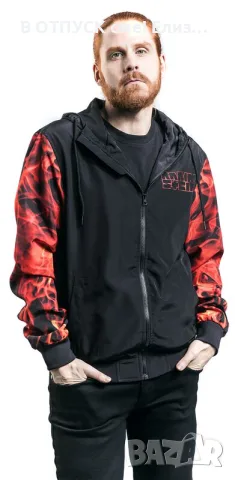 Яке ветровка оригинално пламъци "Lava Logo" Windbreaker black-red by Rammstein , снимка 2 - Якета - 55473504