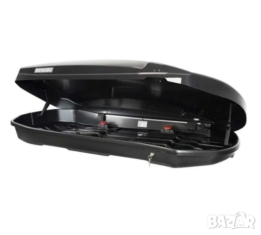Автобокс MENABO SATELLITE DUO BLACK CRAB 550л черен гланц 198x94x36cm Кутия Багажник за Автомобил, снимка 2 - Аксесоари и консумативи - 54817085