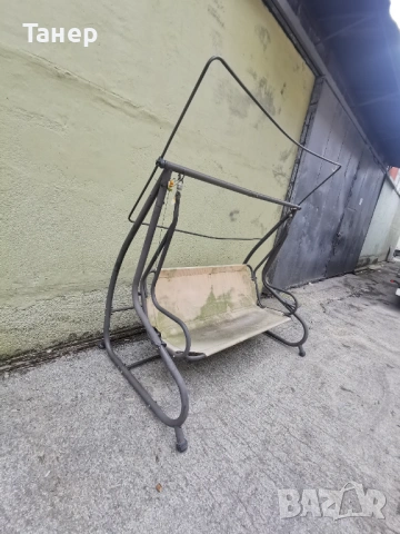 4 местна градинска люлка Лина, градински стол-люлка, 220 x 162 см, сива, възглавници, 280 кг