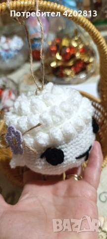 Ръчна изработка . Агънца , плетени на една кука , снимка 4 - Декорация за дома - 53989466