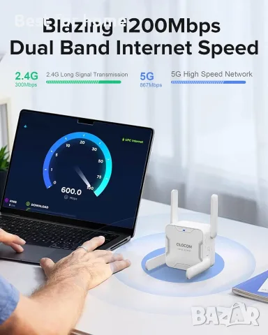 2025 Най-нова версия WiFi усилвател на обхват, усилвател на обхват 1200Mbps WiFi усилвател, снимка 3 - Рутери - 55333613