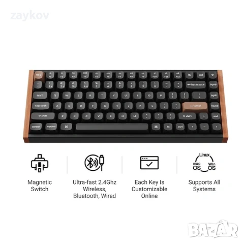 Безжична механична клавиатура Keychron K2 HE, 2.4GHz/Bluetooth, снимка 5 - Клавиатури и мишки - 54402427