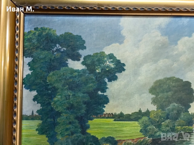 стара маслена картина върху платно с дървена рамка , снимка 8 - Антикварни и старинни предмети - 54638577
