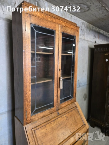 Ретро писалище с оловен витраж, снимка 2 - Бюра - 54347134