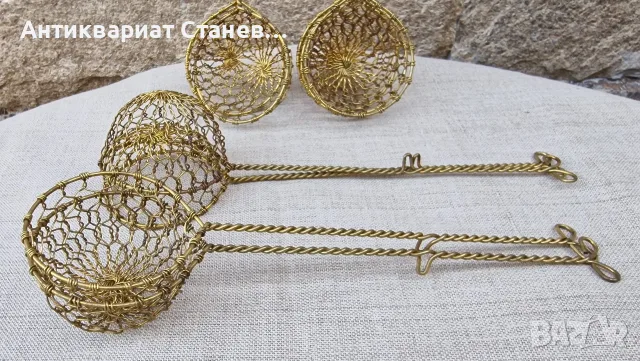 Ръчно плетени месингови цедки за яйца , снимка 2 - Аксесоари за кухня - 55532783