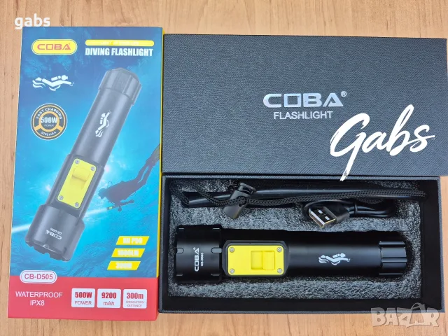 Водолазен LED фенер COBA -D505 с яркост 1000 lm за дълбочина до 300м, снимка 3 - Екипировка - 55388370