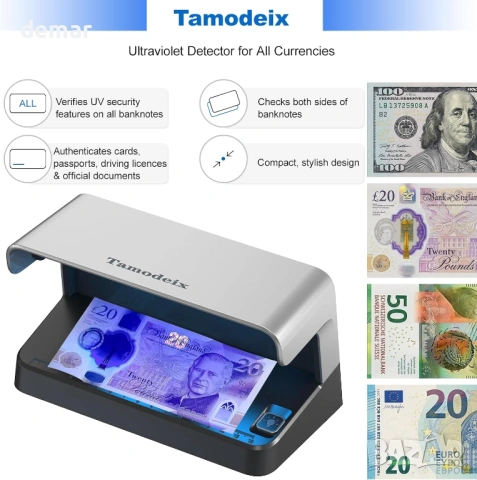 UV детектор за банкноти Tamodeix 116 (проверка на валута и документи), снимка 4 - Оборудване за магазин - 54881272