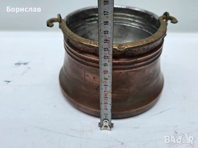 Малко, бакърено менче - котле, снимка 2 - Антикварни и старинни предмети - 55138506