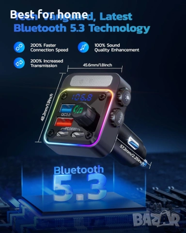 NULAXY Bluetooth 5.3 54W адаптер за кола с 4 порта за зареждане [PD 36W и QC3.0 18W], снимка 3 - Друга електроника - 54541951