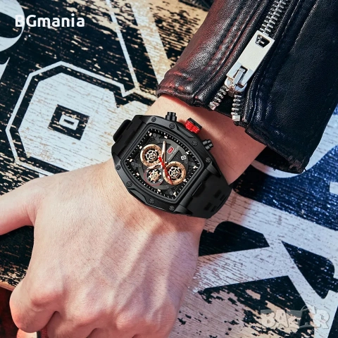Мъжки часовник MINI FOCUS 0473с1 черна силиконова каишка работещи малки циферблати