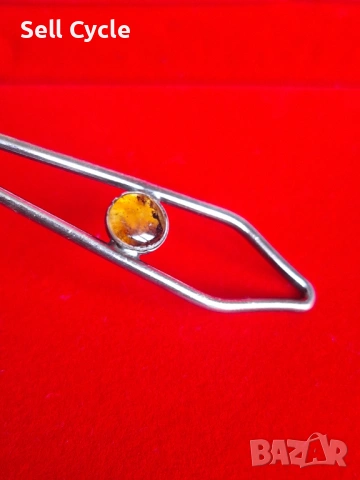 ✅СРЕБЪРНА ДЕСЕРТНА ЛЪЖИЧКА С КЕХЛИБАР❗, снимка 3 - Други ценни предмети - 54043720