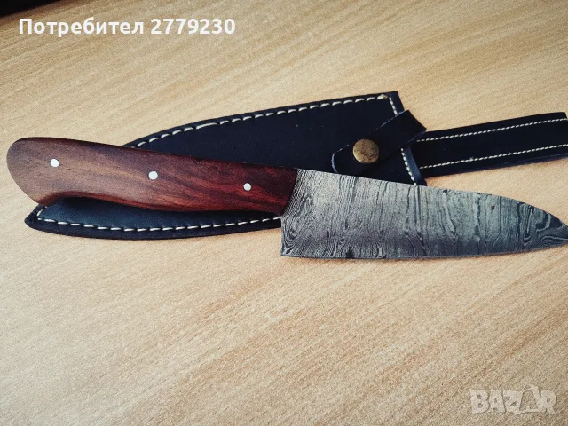 Ножка и нож от дамаска стомана ръчна изработка , снимка 9 - Ножове - 55389827