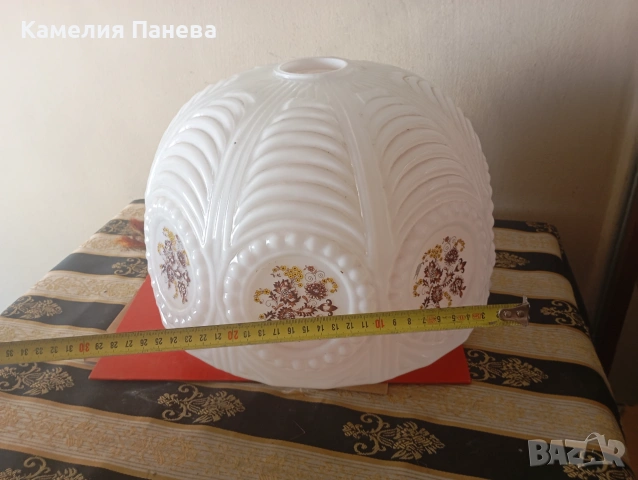 Куполно стъкло за лампа,полилей арт деко, снимка 2 - Полилеи - 55011087