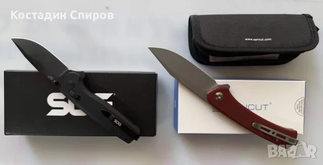 сгъваеми ножове SOG Terminus XR Black и SENCUT Snap Burgundy, снимка 2 - Ножове - 55583933