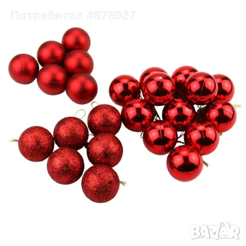 Коледни топки за украса, 24 броя  с кутия - SD36, снимка 7 - Коледни подаръци - 55496744