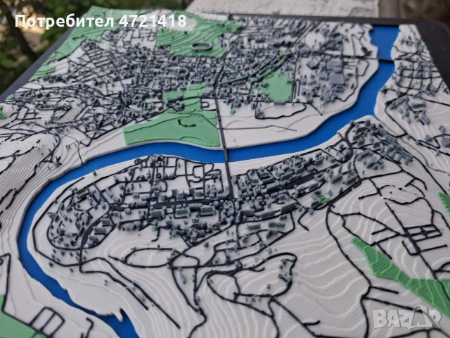 Авторски 3D Релефен макет на гр. Кърджали – Луксозна Карта / Уникален Декор, снимка 9 - Декорация за дома - 54670646