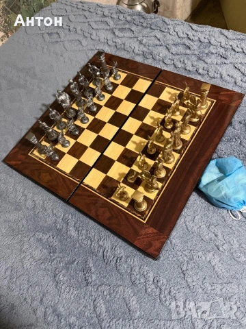 Шах и табла от дърво метални фигури., снимка 4 - Колекции - 53988607