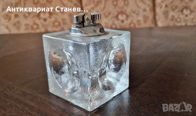 Винтидж настолна газова запалка от художествено стъкло , снимка 4 - Запалки - 55148690