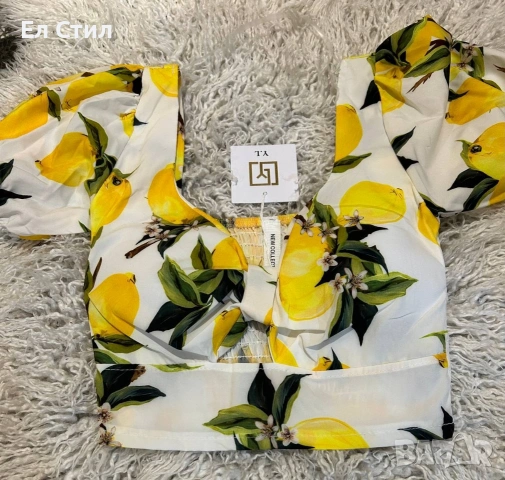 💎Дамски комплект с лимони🍋 🍋Вградени подплънки 🍋Универсален размер, снимка 3 - Комплекти - 54055686