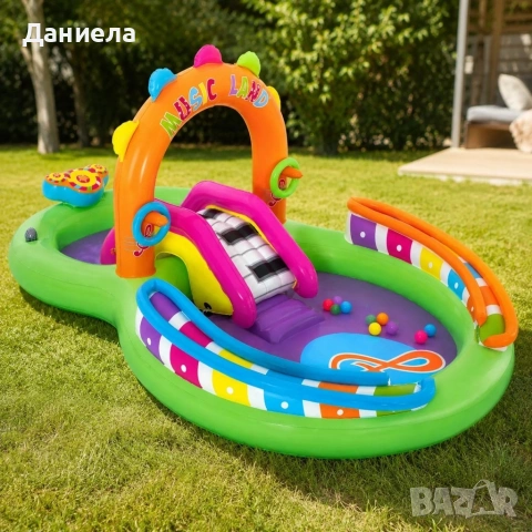 Надуваем детски воден парк с пързалка, фонтан и музикални игри – 295 x 190 x 137 см