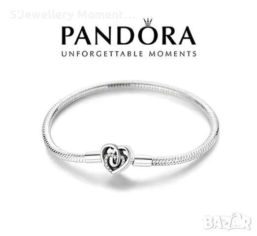 Сребърна гривна 925 PANDORA две сърца