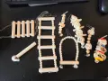 Комплект от 8 части за малки до средни папагали, играчки, кацалка, стълба и мостче , снимка 3