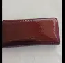 Ново дамско портмоне от естествена кожа лак червено с цип и много отделения, снимка 1